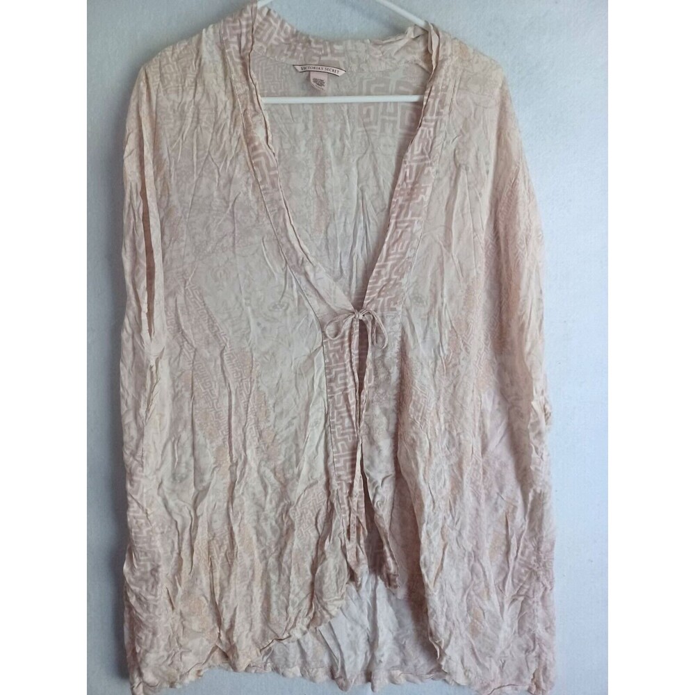 Victoria's Secret Short Sleeve Kimono Robe Cover Up Tie Front Neutral One Size